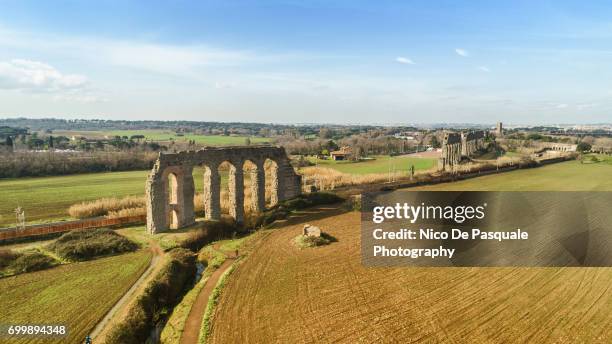 aerial view of the aqueduct park - appian way stock pictures, royalty-free photos & images