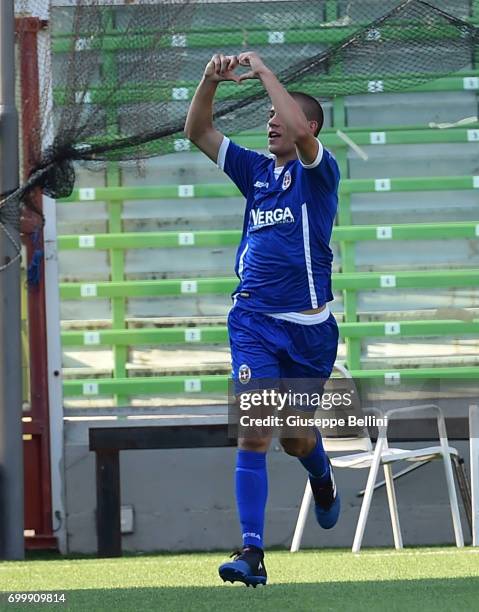 Enrico Vocale of FC Como celebrates after scoring the goal 0-2 during the U16 Lega Pro Final match between Calcio Padova and FC Como on June 22, 2017...