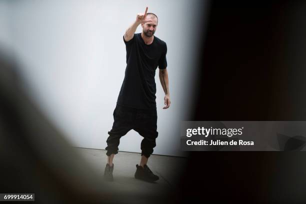 The designer walk the runway during the Boris Bidjan Saberi Menswear Spring/Summer 2018 show as part of Paris Fashion Week on June 22, 2017 in Paris,...