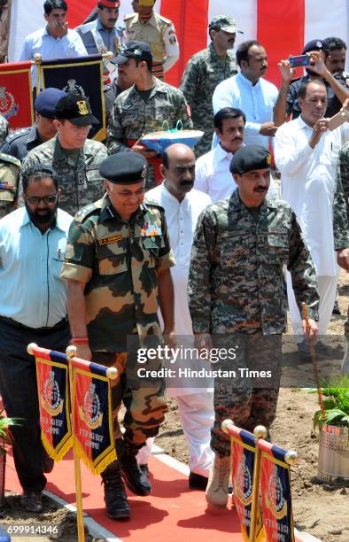 Border Security force DIG P.S Diman and Pakistan SailKot sector commander Brig. Amjad Hussain during the ancient shrine of Dalip Singh Baba Chamliyal...