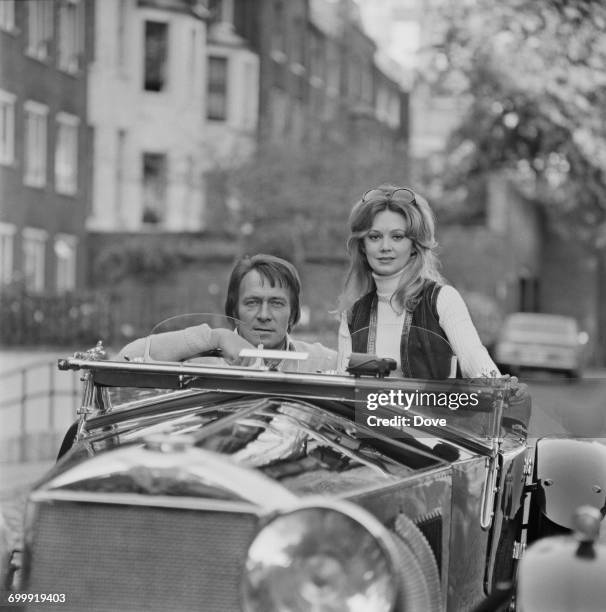 Canadian actor Christopher Plummer and his wife, actress Elaine Taylor in his 40-year-old Invicta, UK, 22nd October 1971.