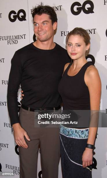 Actor Jerry O''Connell and actress Estella Warren arrive at the GQ magazine party February 20, 2002 in Los Angeles, CA.