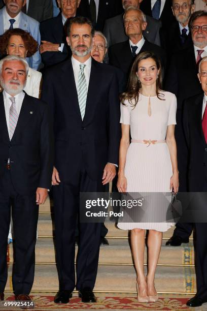 King Felipe VI of Spain and Queen Letizia of Spain attend the Presidency of the Plenary of the Spanish Royal Academy of Language 'RAE' on June 22,...