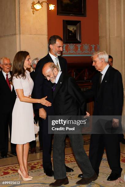 King Felipe VI of Spain and Queen Letizia of Spain attend the Presidency of the Plenary of the Spanish Royal Academy of Language 'RAE' on June 22,...