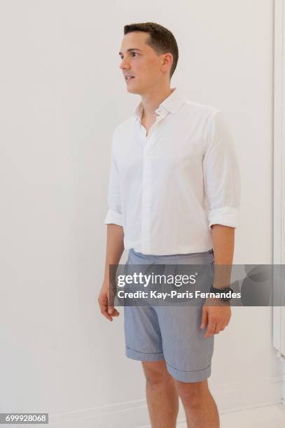 Designer Adel Najah poses during the Essius Presentation - Menswear Spring/Summer 2018 show as part of Paris Fashion Week on June 22, 2017 in Paris,...