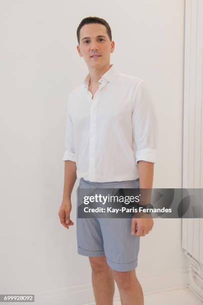 Designer Adel Najah poses during the Essius Presentation - Menswear Spring/Summer 2018 show as part of Paris Fashion Week on June 22, 2017 in Paris,...