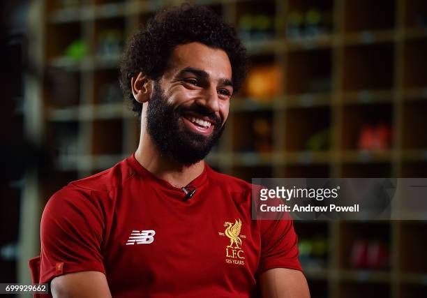 Mohamed Salah new signing for Liverpool at Melwood Training Ground on June 22, 2017 in Liverpool, England.