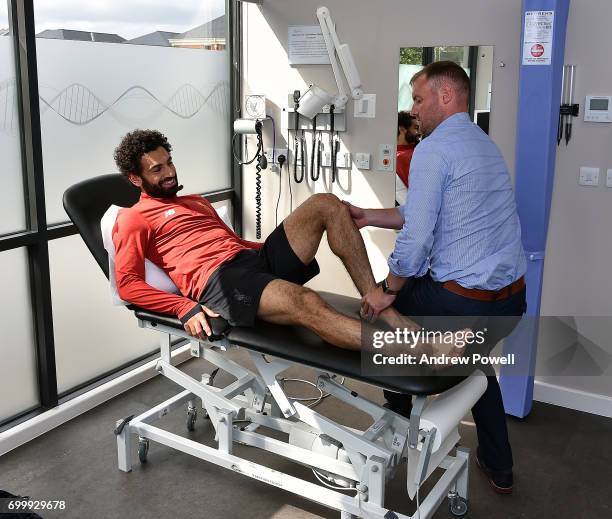 Mohamed Salah new signing for Liverpool during a medical at Melwood Training Ground on June 22, 2017 in Liverpool, England.