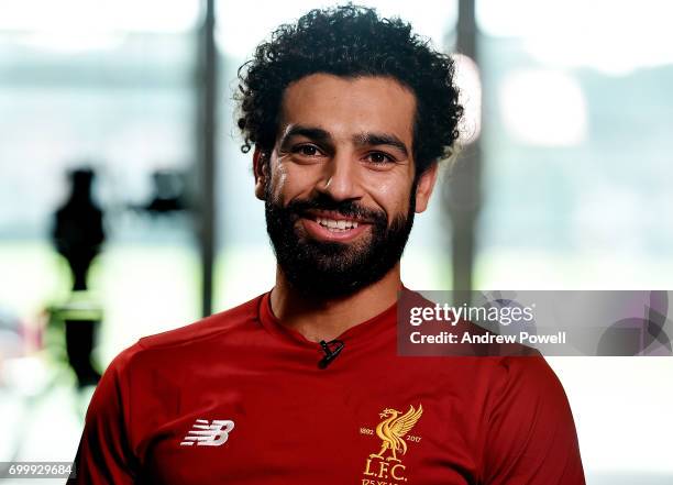 Mohamed Salah new signing for Liverpool at Melwood Training Ground on June 22, 2017 in Liverpool, England.