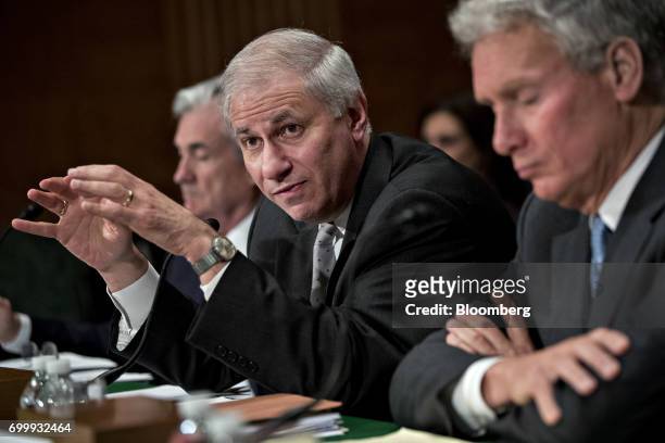 Martin Gruenberg, chairman of the Federal Deposit Insurance Corp. , speaks during a Senate Banking Committee hearing in Washington, D.C., U.S., on...