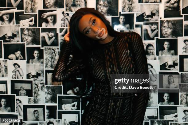 Winnie Harlow attends Kate Moss & Mario Sorrenti launch of the OBSESSED Calvin Klein fragrance launch at Spencer House on June 22, 2017 in London,...