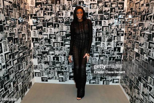 Winnie Harlow attends Kate Moss & Mario Sorrenti launch of the OBSESSED Calvin Klein fragrance launch at Spencer House on June 22, 2017 in London,...