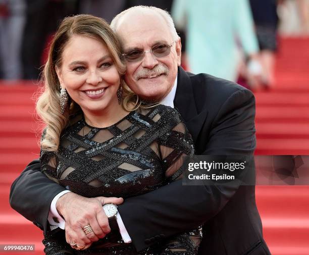 Italian actress Ornella Muti and Russian film director Nikita Mikhalkov attend opening of the 39th Moscow International Film Festival outside the...