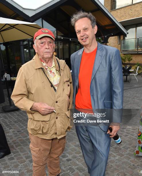 Tom Dixon and David Bailey attend British Vogue editor Alexandra Shulman's leaving party at Dock Kitchen on June 22, 2017 in London, England.