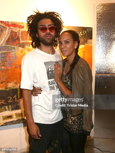 Noah Becker and his mother Barbara Becker during the Noah Becker 'Bake all Day' Vernissage on June 22, 2017 in Hamburg, Germany.