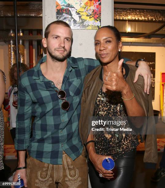 Barbara Becker with her partner Juan Lopez Salaberry during the Noah Becker 'Bake all Day' Vernissage on June 22, 2017 in Hamburg, Germany.