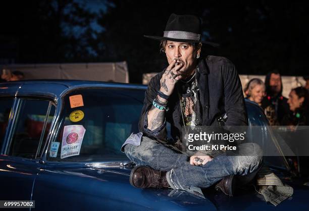 American actor Johnny Depp introduces his film "The Libertine" on day 1 of the Glastonbury Festival 2017 at Worthy Farm, Pilton on June 22, 2017 in...