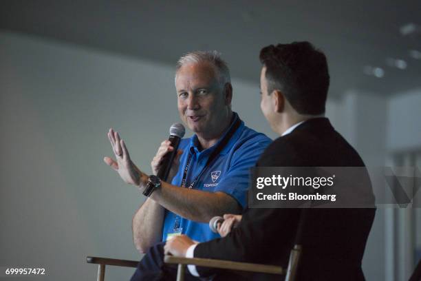 Erik Anderson, chief executive officer of Topgolf Ltd., speaks during the GeekWire Sports Tech Summit in Seattle, Washington, U.S., on Thursday, June...