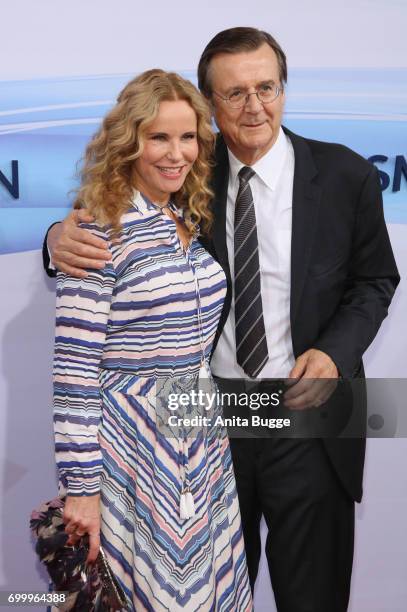 Katja Burkhardt and her husband Hans Mahr attend the Bertelsmann Summer Party at Bertelsmann Repraesentanz on June 22, 2017 in Berlin, Germany.