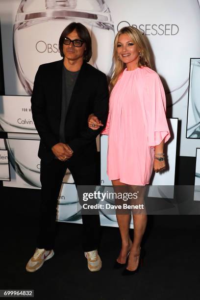 Mario Sorrenti and Kate Moss attend Kate Moss & Mario Sorrenti launch of the OBSESSED Calvin Klein fragrance at Spencer House on June 22, 2017 in...