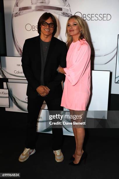 Mario Sorrenti and Kate Moss attend Kate Moss & Mario Sorrenti launch of the OBSESSED Calvin Klein fragrance at Spencer House on June 22, 2017 in...