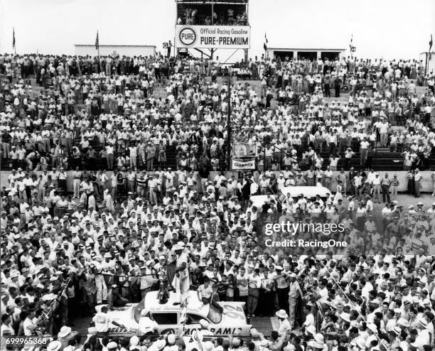 Herb Thomas, driver of the Chevrolet that he also owned, won the 1955 Southern 500 at Darlington Raceway on September 5, 1955 in Darlington, South...