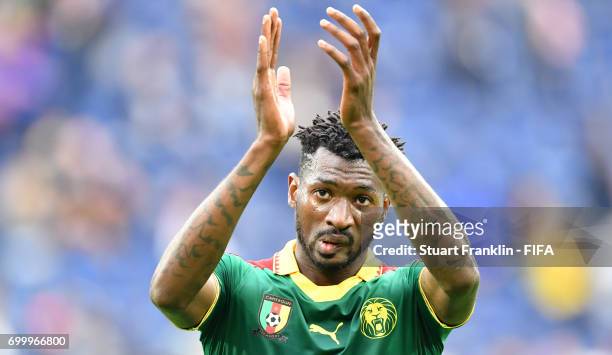 Alex Gersbach Cameroon claps the fans after the FIFA Confederation Cup Group B match between Cameroon and Australia at Saint Petersburg Stadium on...