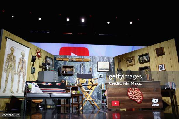 General view of atmosphere at the YouTube Keynote session hosted by Rhett & Link's Good Mythical Morning at Anaheim Convention Center on June 22,...