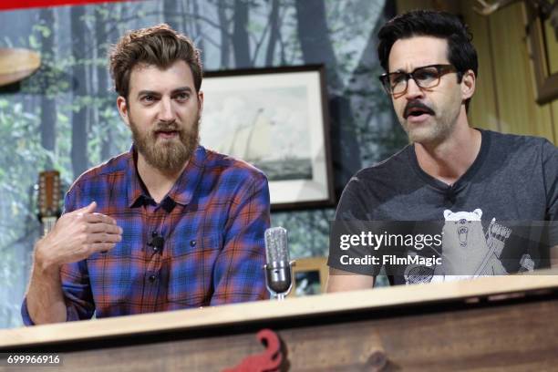 Comedians Rhett James McLaughlin and Charles Lincoln 'Link' Neal at the YouTube @ VidCon Brand Lounge at Anaheim Convention Center on June 22, 2017...