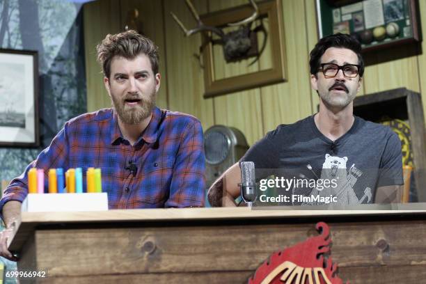 Comedians Rhett James McLaughlin and Charles Lincoln 'Link' Neal at the YouTube @ VidCon Brand Lounge at Anaheim Convention Center on June 22, 2017...