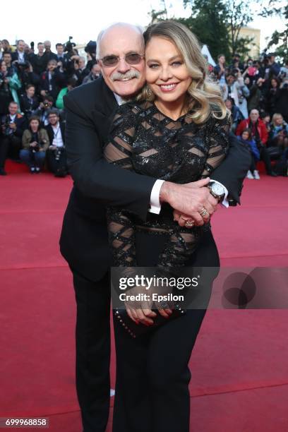 Italian actress Ornella Muti and Russian film director Nikita Mikhalkov attend opening of the 39th Moscow International Film Festival outside the...