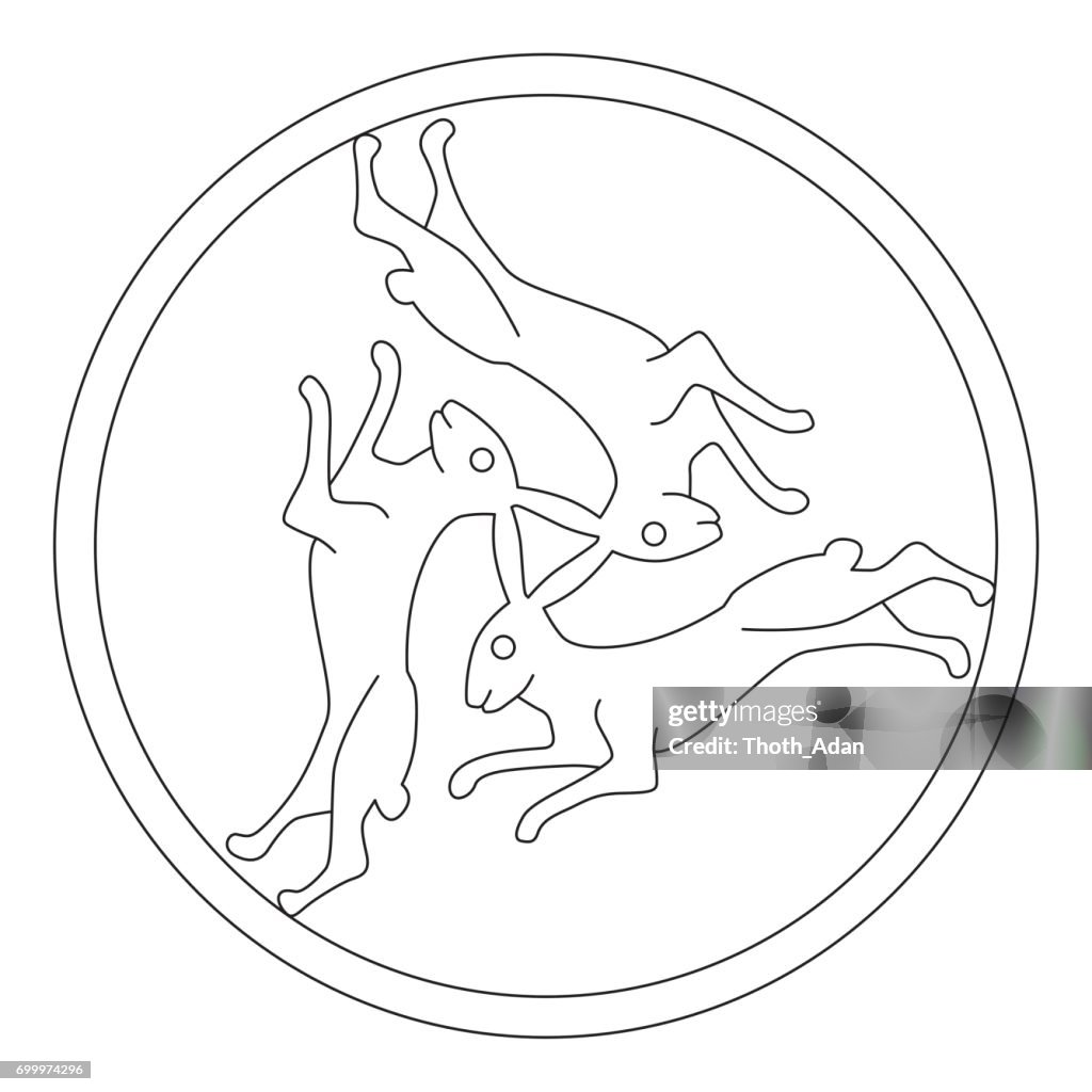 Three Hares Line Art