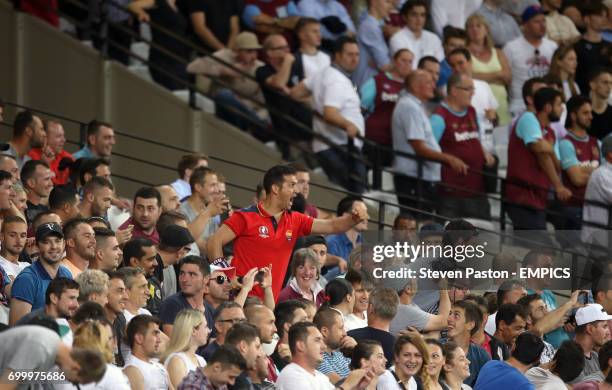 Astra Giurgiu fans celebrate after Filipe Teixeira's first goal