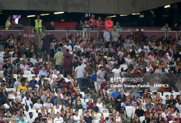 West Ham United fans leave with five minutes to go until full time