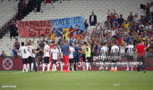 Astra Giurgiu players celebrate at the final whistle