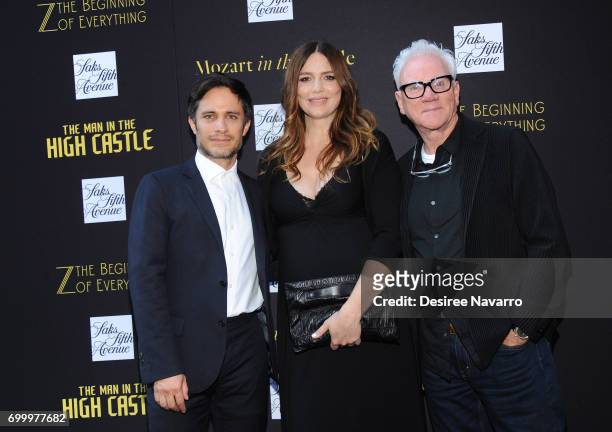 Actors Gael Garcia Bernal, Saffron Burrows, and Malcom McDowell from the cast 'Mozart in the Jungle' attend Saks For Your Consideration Emmy Windows...