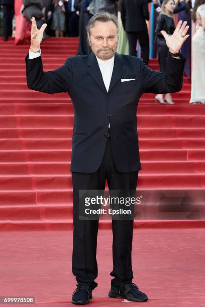 Italian actor Franco Nero attends opening of the 39th Moscow International Film Festival outside the Karo 11 Oktyabr Cinema on June 22, 2017 in...