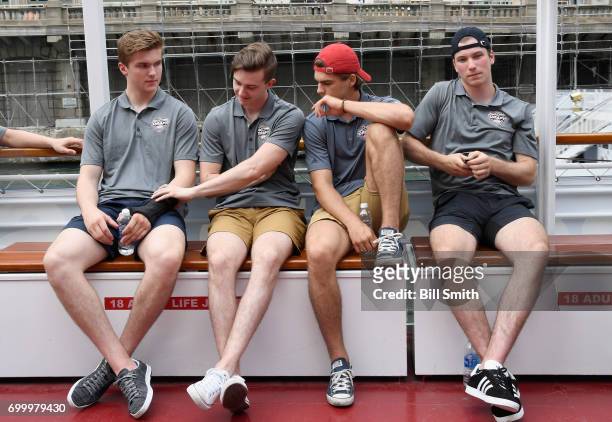 Top prospects Michael Rasmussen, Cody Glass, Nico Hischier and Nolan Patrick attend the 2017 NHL Draft top prospects media availabilty on the Bright...