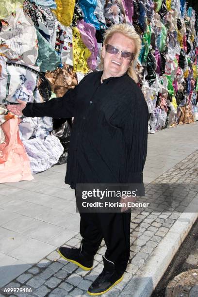 Schult during the unveiling of the new art project 'Freiheitswand' in front of the Andreas Quartier on June 22, 2017 in Duesseldorf, Germany. The...