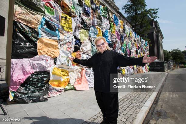 Schult during the unveiling of the new art project 'Freiheitswand' in front of the Andreas Quartier on June 22, 2017 in Duesseldorf, Germany. The...