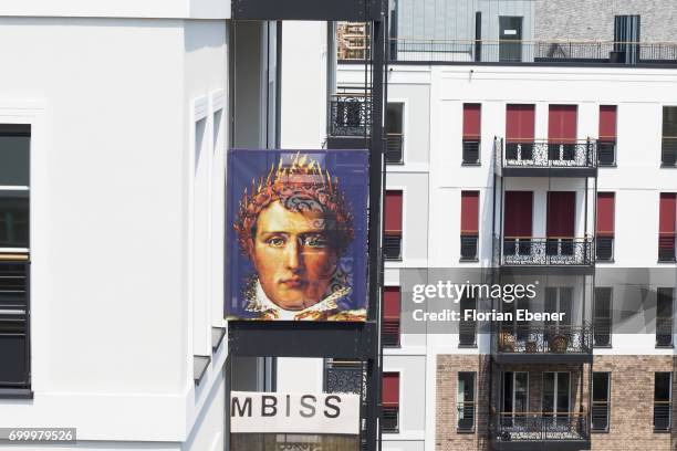 During the unveiling of the new art project 'Freiheitswand' in front of the Andreas Quartier on June 22, 2017 in Duesseldorf, Germany. The picture...