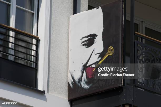 During the unveiling of the new art project 'Freiheitswand' in front of the Andreas Quartier on June 22, 2017 in Duesseldorf, Germany. The picture...