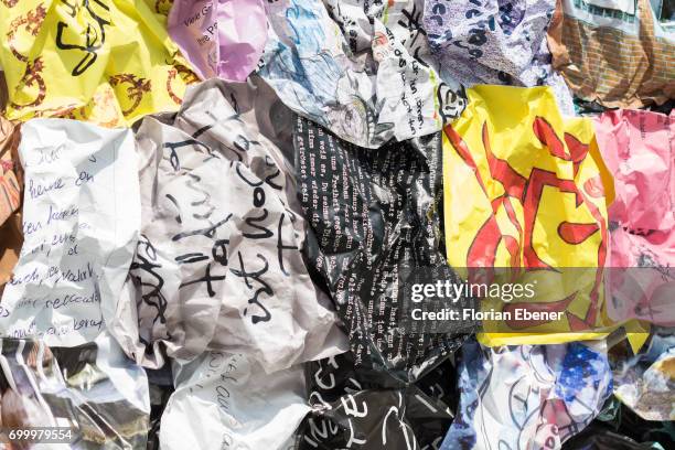 During the unveiling of the new art project 'Freiheitswand' in front of the Andreas Quartier on June 22, 2017 in Duesseldorf, Germany. The conceptual...