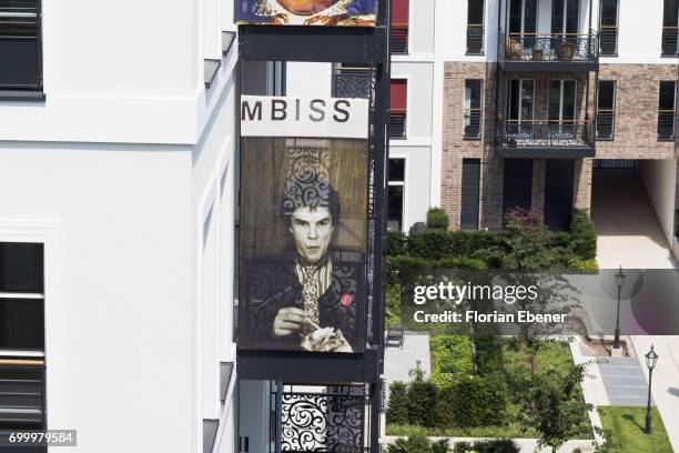 During the unveiling of the new art project 'Freiheitswand' in front of the Andreas Quartier on June 22, 2017 in Duesseldorf, Germany. The picture...