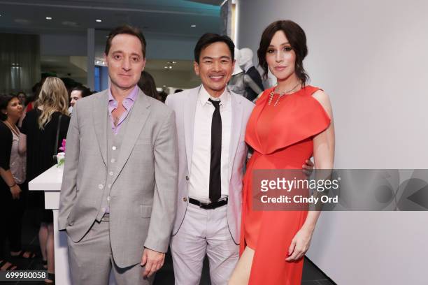 Actors Brennan Brown, Joel de la Fuente, and writer, 'Transparent,' Our Lady J attends as SAKS FIFTH AVENUE celebrates potential EMMY nominees on...