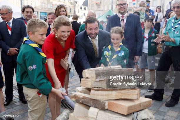 Prince Guillaume of Luxembourg and Princess Stephanie of Luxembourg visit Esch-sur-Alzette for National Day on June 22, 2017 in Luxembourg,...