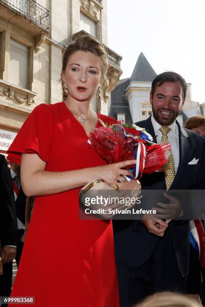Prince Guillaume of Luxembourg and Princess Stephanie of Luxembourg visit Esch-sur-Alzette for National Day on June 22, 2017 in Luxembourg,...