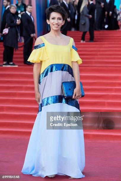 Actress Elena Borshcheva attends opening of the 39th Moscow International Film Festival outside the Karo 11 Oktyabr Cinema on June 22, 2017 in...