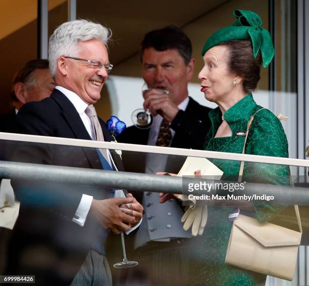 Sir Alan Duncan and Princess Anne, The Princess Royal attend day 3, Ladies Day, of Royal Ascot at Ascot Racecourse on June 22, 2017 in Ascot, England.