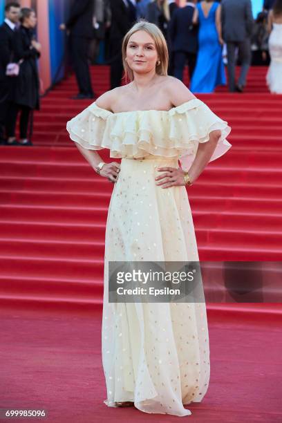 Actress Elena Velikanova attends opening of the 39th Moscow International Film Festival outside the Karo 11 Oktyabr Cinema on June 22, 2017 in...